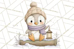 Neutral Winter Penguin Clipart PNG Hygge Animals Product Image 5