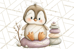 Neutral Winter Penguin Clipart PNG Hygge Animals Product Image 2