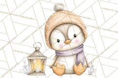 Neutral Winter Penguin Clipart PNG Hygge Animals Product Image 5
