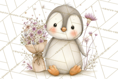 Neutral Winter Penguin Clipart PNG Hygge Animals Product Image 2