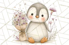 Neutral Winter Penguin Clipart PNG Hygge Animals Product Image 2