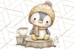Neutral Winter Penguin Clipart PNG Hygge Animals Product Image 3
