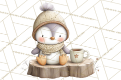 Neutral Winter Penguin Clipart PNG Hygge Animals Product Image 4