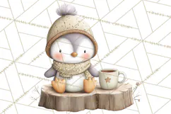 Neutral Winter Penguin Clipart PNG Hygge Animals Product Image 4