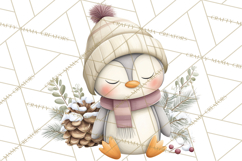 Neutral Winter Penguin Clipart PNG Hygge Animals Product Image 5
