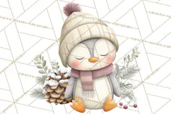 Neutral Winter Penguin Clipart PNG Hygge Animals Product Image 5