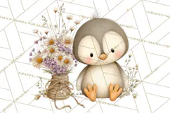 Neutral Winter Penguin Clipart PNG Hygge Animals Product Image 3