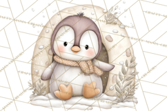 Neutral Winter Penguin Clipart PNG Hygge Animals Product Image 3