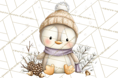 Neutral Winter Penguin Clipart PNG Hygge Animals Product Image 4