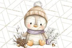 Neutral Winter Penguin Clipart PNG Hygge Animals Product Image 4