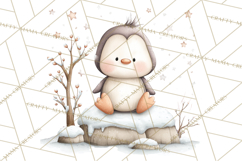 Neutral Winter Penguin Clipart PNG Hygge Animals Product Image 5