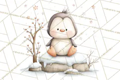 Neutral Winter Penguin Clipart PNG Hygge Animals Product Image 5