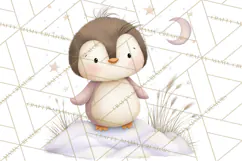 Neutral Winter Penguin Clipart PNG Hygge Animals Product Image 2