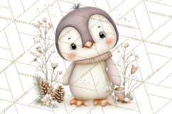 Neutral Winter Penguin Clipart PNG Hygge Animals Product Image 3