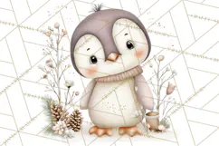 Neutral Winter Penguin Clipart PNG Hygge Animals Product Image 3