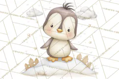 Neutral Winter Penguin Clipart PNG Hygge Animals Product Image 4