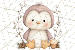 Neutral Winter Penguin Clipart PNG Hygge Animals Product Image 5