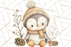 Neutral Winter Penguin Clipart PNG Hygge Animals Product Image 2