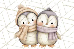 Neutral Winter Penguin Clipart PNG Hygge Animals Product Image 3