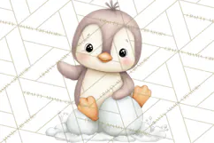 Neutral Winter Penguin Clipart PNG Hygge Animals Product Image 4
