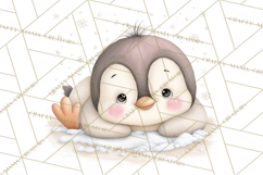 Neutral Winter Penguin Clipart PNG Hygge Animals Product Image 2