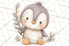 Neutral Winter Penguin Clipart PNG Hygge Animals Product Image 3