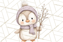 Neutral Winter Penguin Clipart PNG Hygge Animals Product Image 5