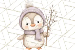Neutral Winter Penguin Clipart PNG Hygge Animals Product Image 5