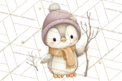 Neutral Winter Penguin Clipart PNG Hygge Animals Product Image 2