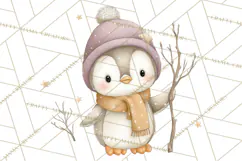 Neutral Winter Penguin Clipart PNG Hygge Animals Product Image 2