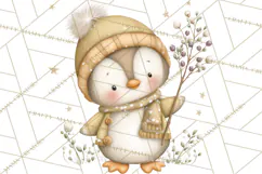 Neutral Winter Penguin Clipart PNG Hygge Animals Product Image 3
