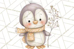 Neutral Winter Penguin Clipart PNG Hygge Animals Product Image 4
