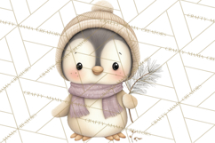 Neutral Winter Penguin Clipart PNG Hygge Animals Product Image 5