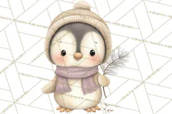 Neutral Winter Penguin Clipart PNG Hygge Animals Product Image 5