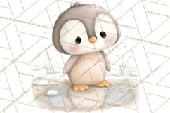 Neutral Winter Penguin Clipart PNG Hygge Animals Product Image 2