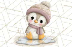 Neutral Winter Penguin Clipart PNG Hygge Animals Product Image 3