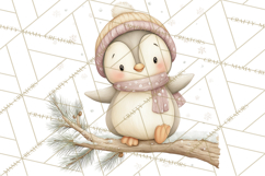 Neutral Winter Penguin Clipart PNG Hygge Animals Product Image 4