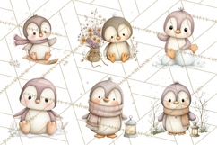 Neutral Winter Penguin Clipart PNG Hygge Animals Product Image 2