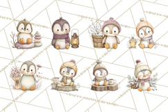 Neutral Winter Penguin Clipart PNG Hygge Animals Product Image 5