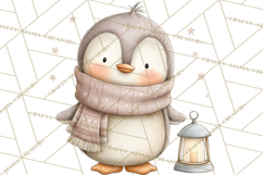 Neutral Winter Penguin Clipart PNG Hygge Animals Product Image 2