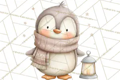 Neutral Winter Penguin Clipart PNG Hygge Animals Product Image 2
