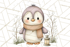 Neutral Winter Penguin Clipart PNG Hygge Animals Product Image 3