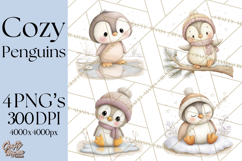 Neutral Winter Penguin Clipart PNG Hygge Animals Product Image 1