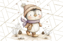 Neutral Winter Penguin Clipart PNG Hygge Animals Product Image 4