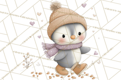 Neutral Winter Penguin Clipart PNG Hygge Animals Product Image 5