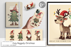 Cozy Raggedy Christmas Digital Paper Product Image 1