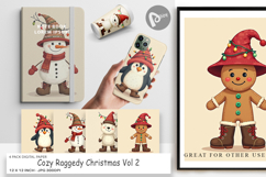 Cozy Raggedy Christmas Digital Paper Product Image 1