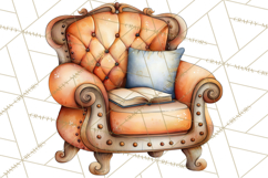Cozy Reading and Library Clipart PNG, Fall Library Clip Art Product Image 2