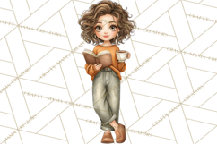Cozy Reading and Library Clipart PNG, Fall Library Clip Art Product Image 5