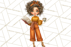Cozy Reading and Library Clipart PNG, Fall Library Clip Art Product Image 2
